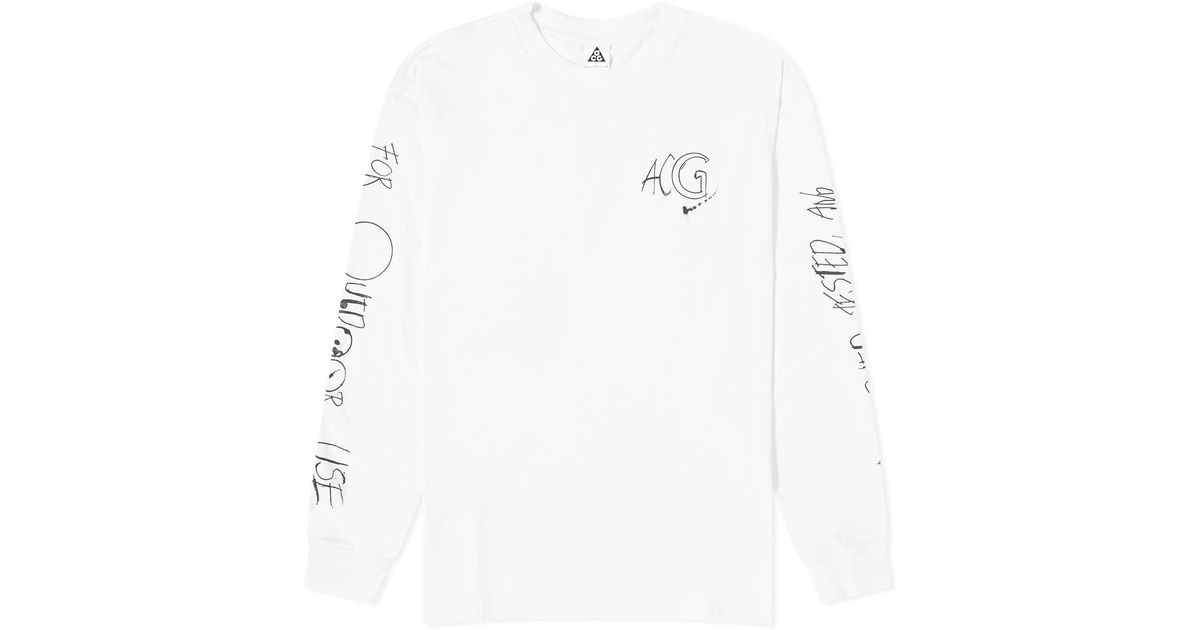Nike Acg Long Sleeve T-shirt in White for Men | Lyst