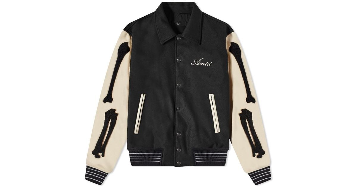 Amiri Wool Bones Varsity Jacket in Black for Men Lyst