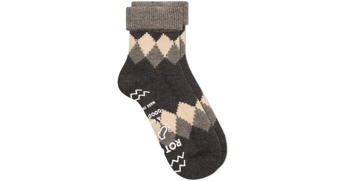 RoToTo Diamond Comfy Room Sock in Black | Lyst