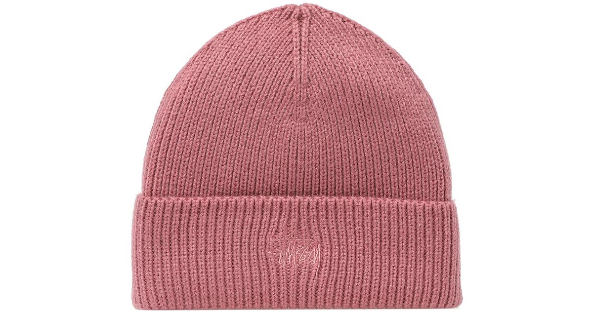 stussy pink beanie