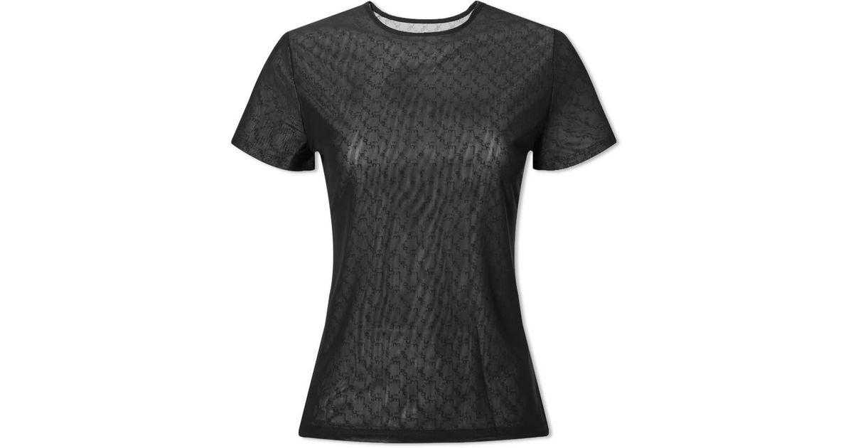 Miaou Women's Monogram Mesh Mini T-Shirt in Black Monogram Miaou