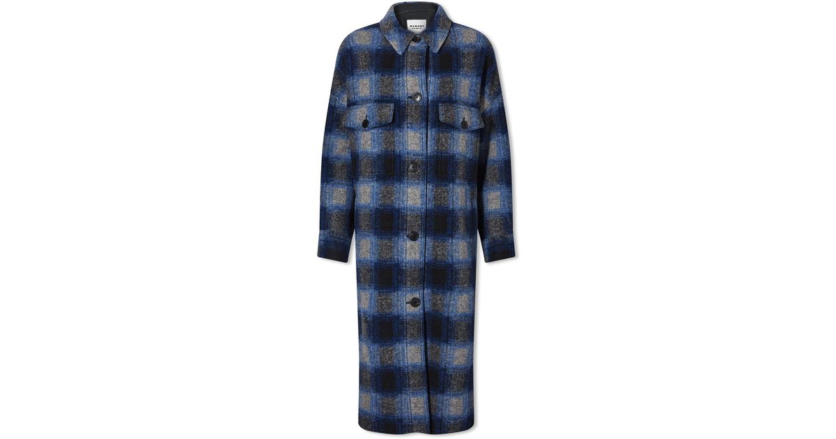 Isabel Marant Fontizi Check Coat in Blue | Lyst