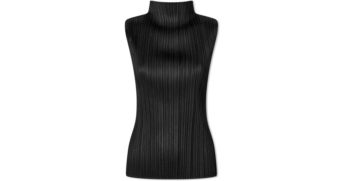 Pleats Please Issey Miyake Basics Pleats Roll Neck Vest in Black | Lyst UK