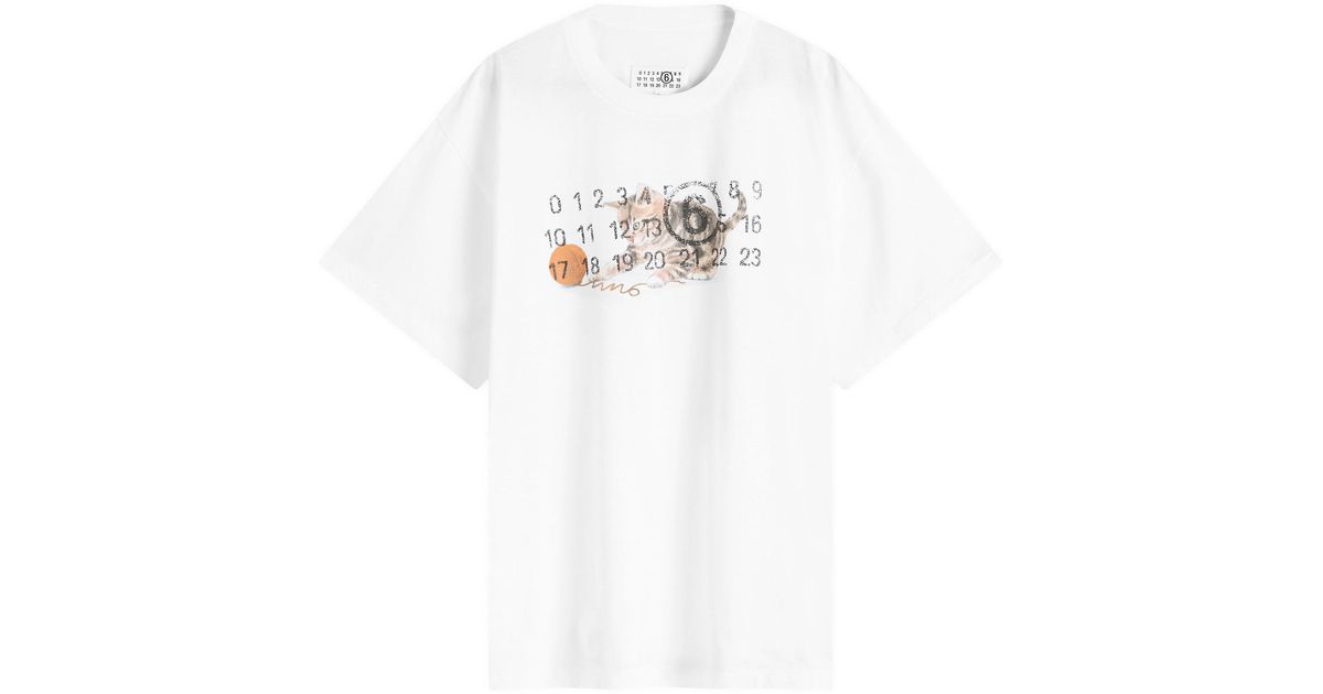 MM6 by Maison Martin Margiela Kitten Number Logo T-Shirt in MM6 by Maison Martin Margiela Kitten Number Logo T-Shirt in