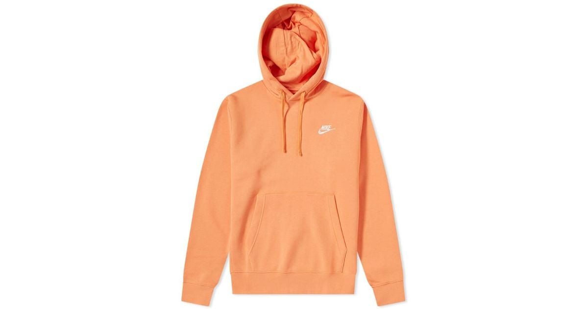 Nike Cotton Club Pullover Hoody in Orange for Men - Lyst