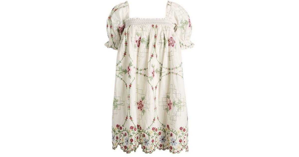 Damson Madder Lulu Mini Dress in Natural | Lyst