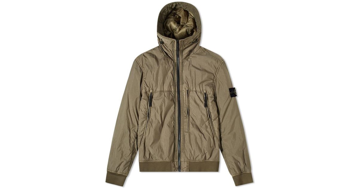 stone island garment dyed hooded bomber jacket