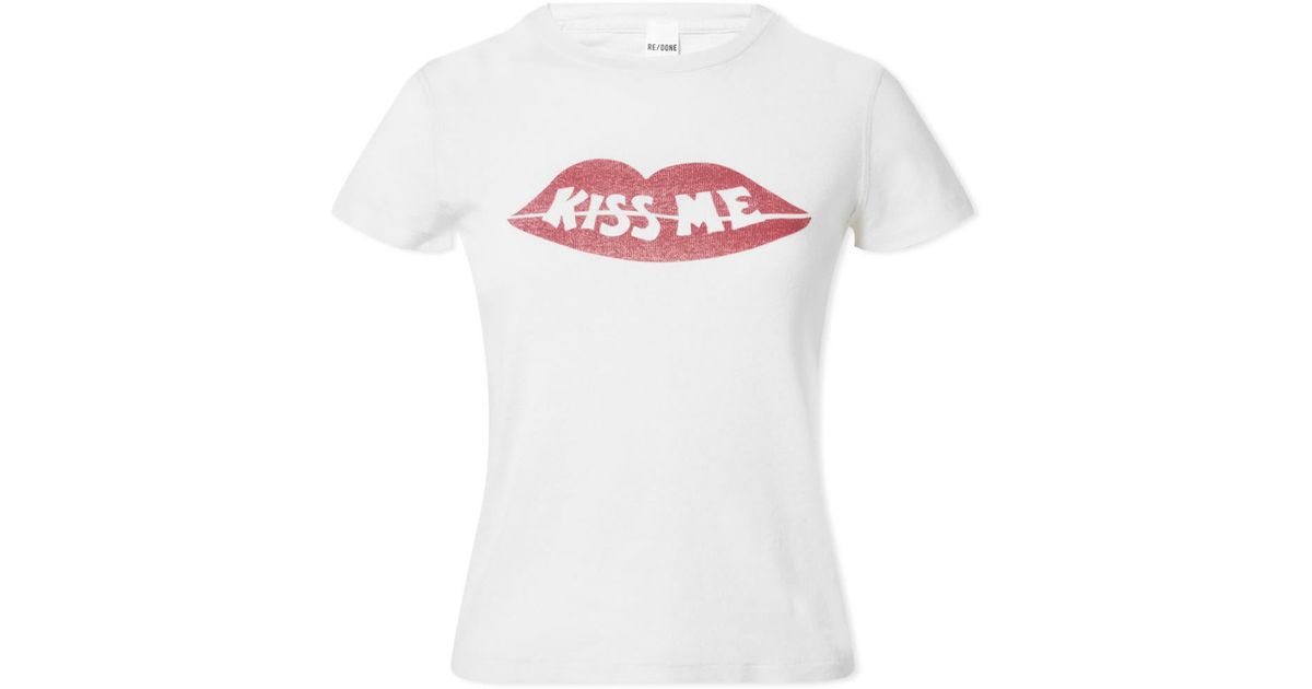 RE/DONE Cotton 90s Baby Kiss Me T-shirt in Vintage White (White) | Lyst