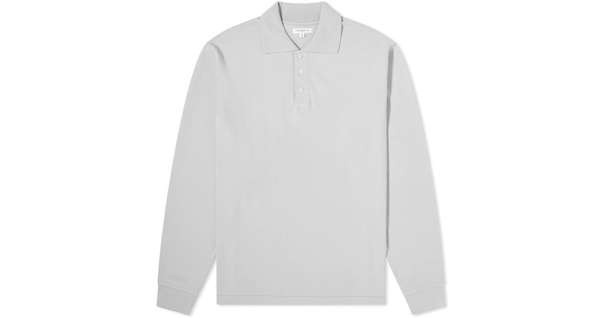 Lady White Co. Long Sleeve Three Button Polo Shirt in White for Men Lyst