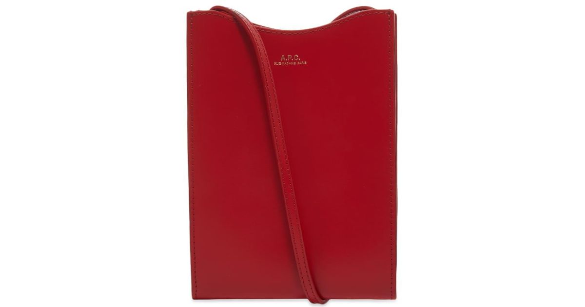 A.P.C. Leather Jamie Neck Pouch in Red for Men - Lyst