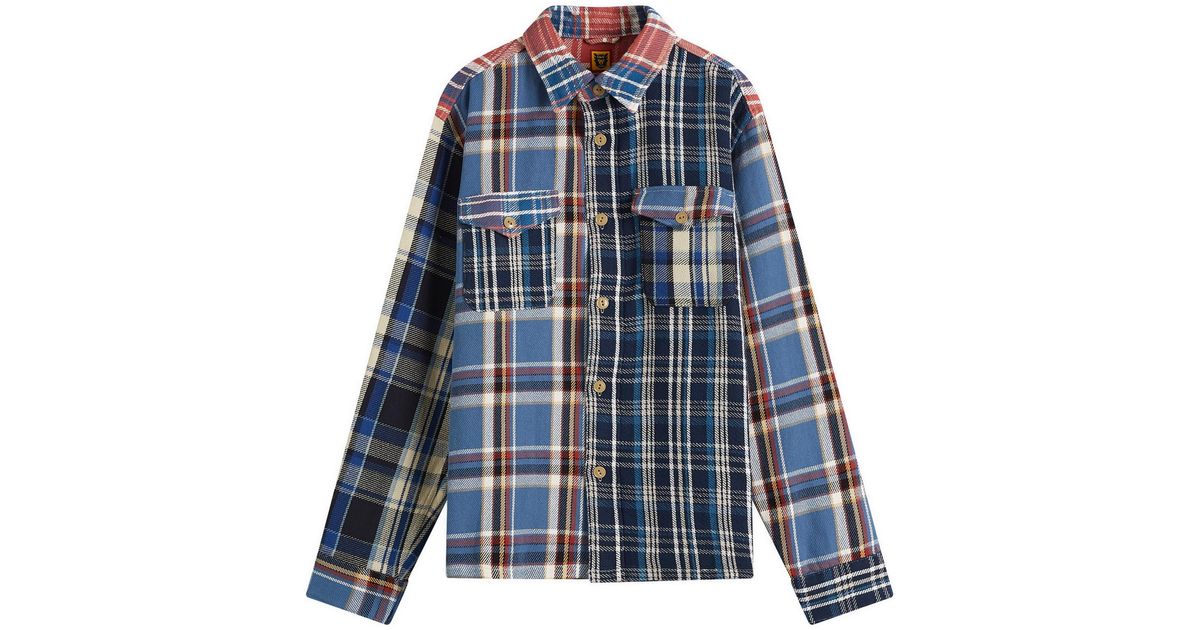 Human Made Crazy Check L/S Shirt in Blue for Men | Lyst