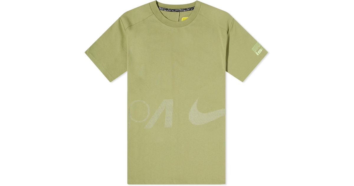 white and olive green nike shirt