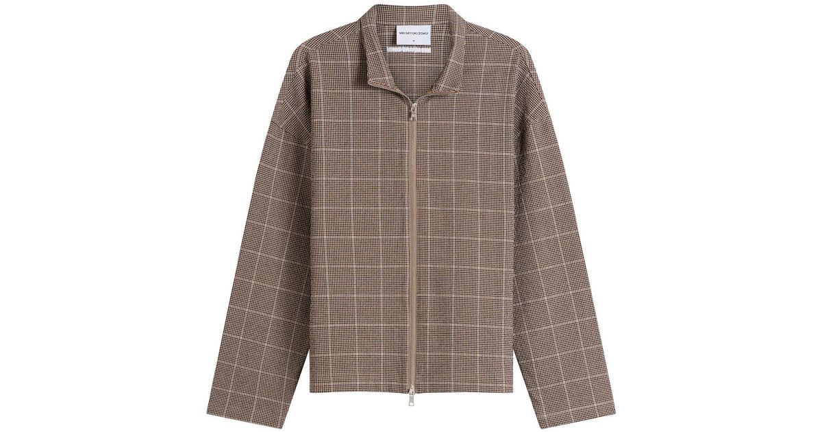 MKI Miyuki-Zoku Seersucker Check Track Jacket in Grey for Men | Lyst UK