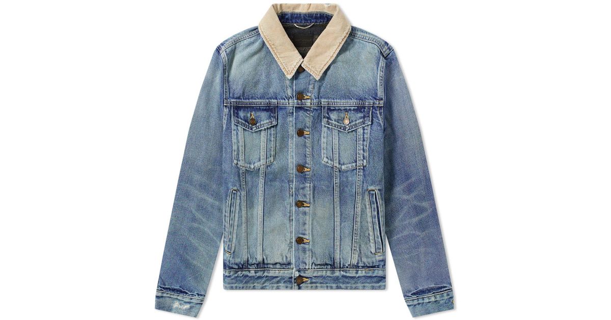 saint laurent corduroy collar denim jacket