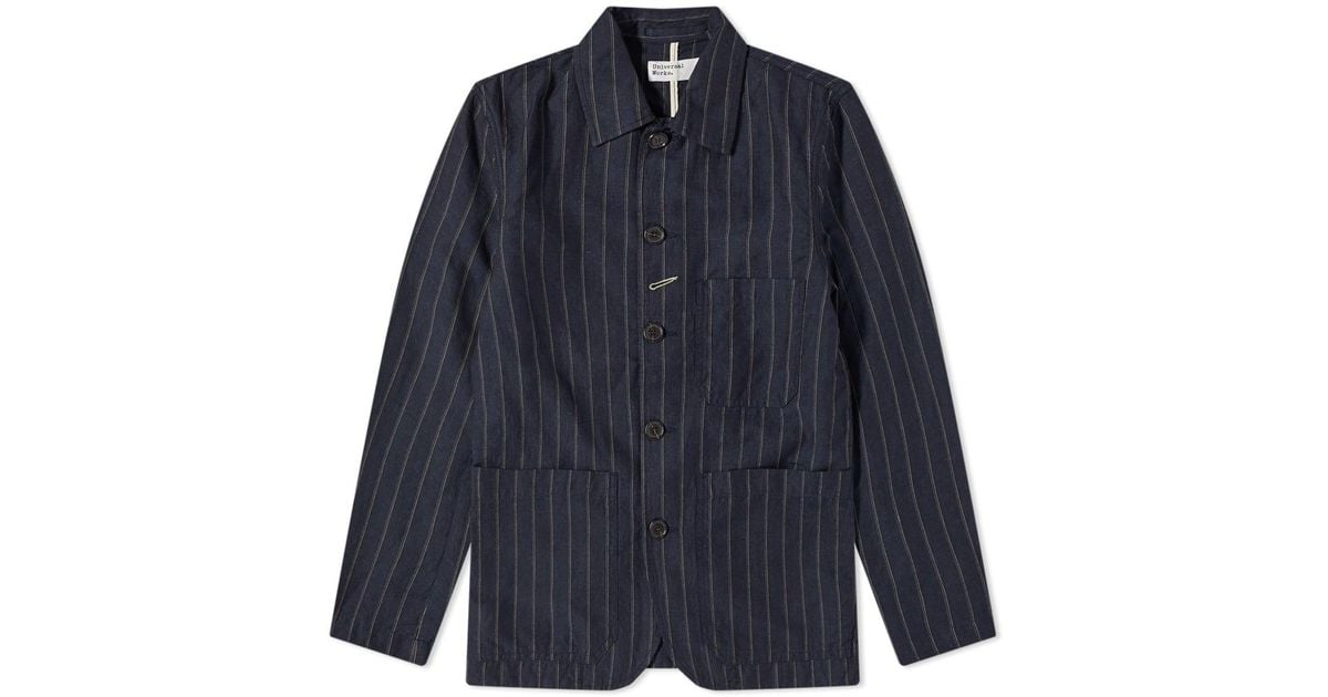 Universal Works Pinstripe Bakers Chore Jacket in Blue for Men Lyst UK