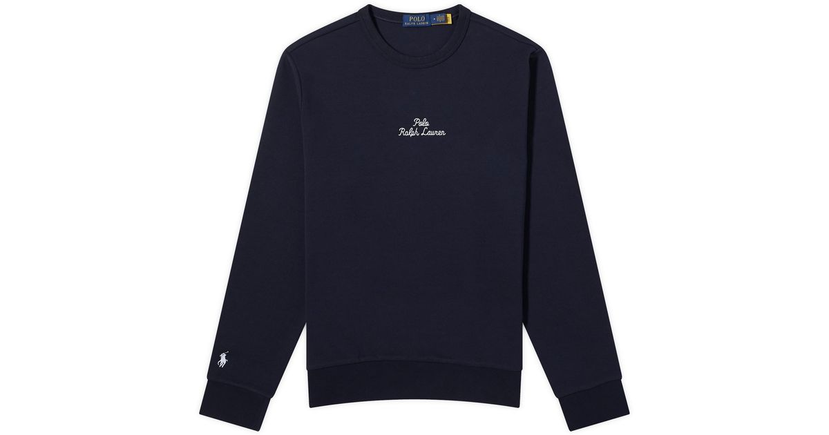 Polo Ralph Lauren Chain Stitch Logo Crew Sweatshirt in Blue