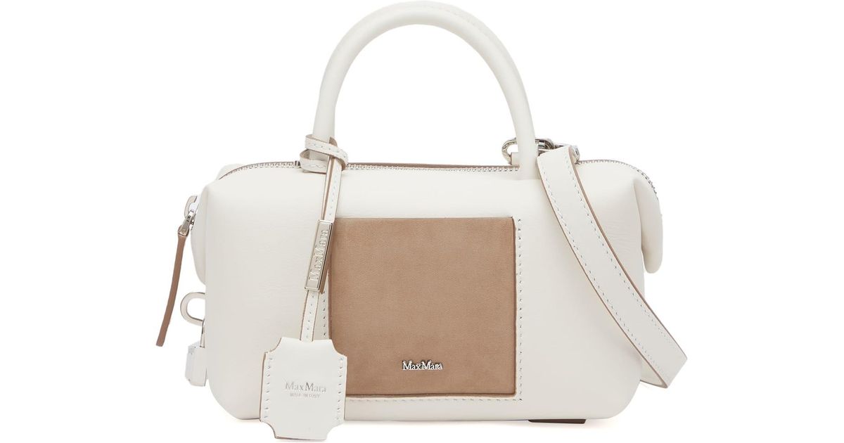 ♡Max Mara♡ホワイト スモール Holdalls バッグ Holdall Small leather shoulder bag in white - Max Mara