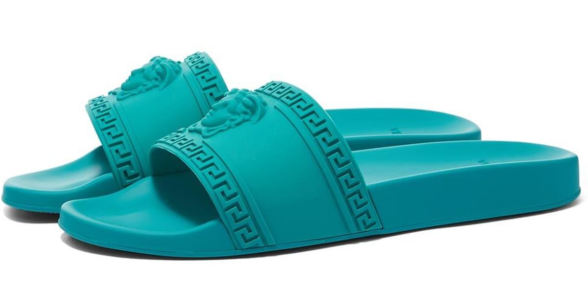 Versace Rubber Medusa Pool Slide in Green for Men Lyst