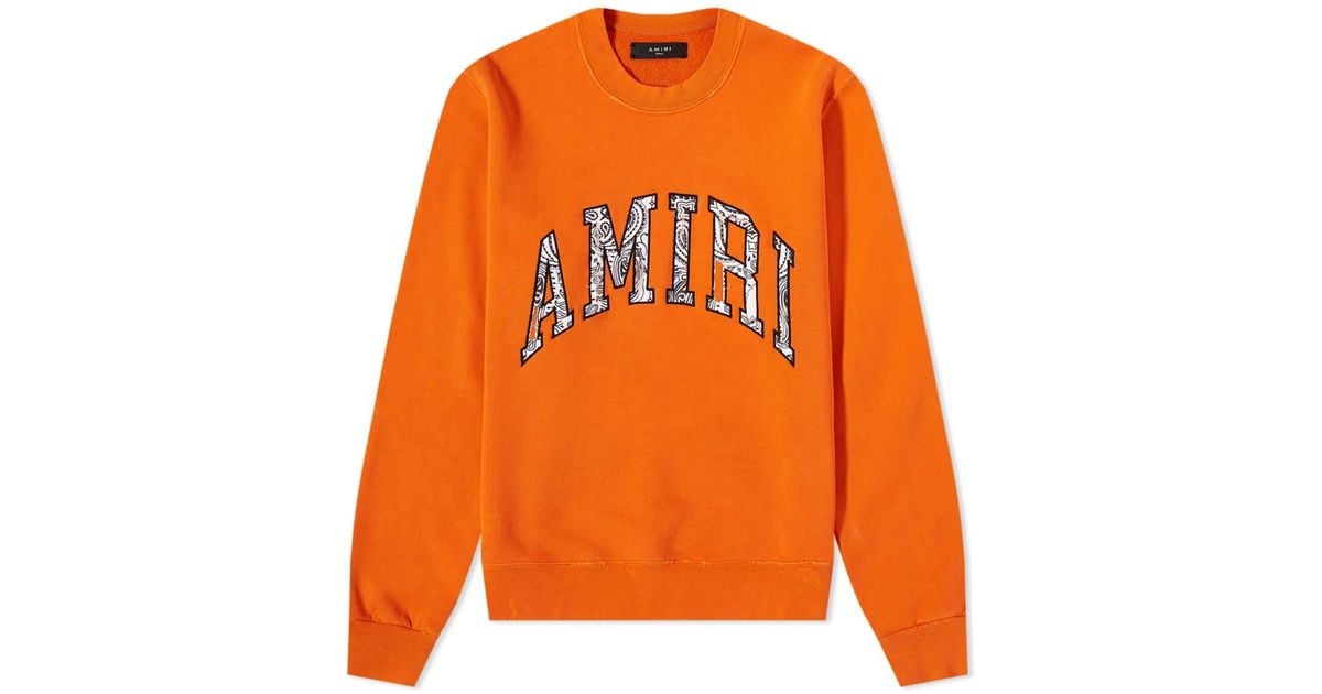 Amiri Cotton Bandana Appliqué Crew Sweat in Orange for Men - Lyst