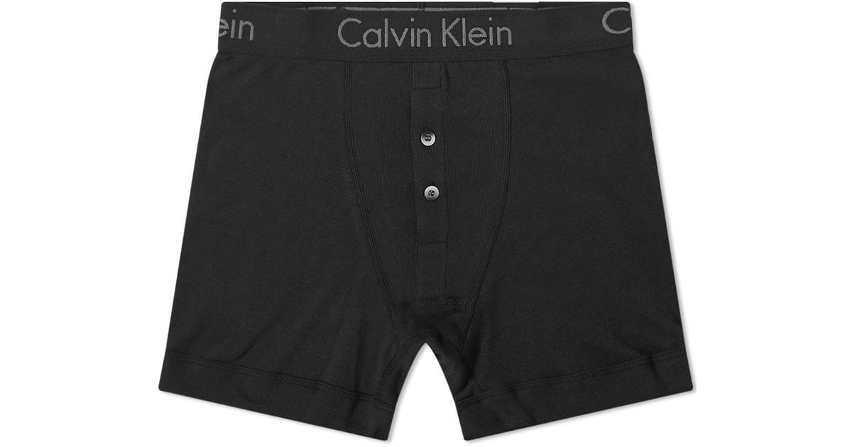 Calvin Klein Cotton Boxer Brief Button Fly in Black for Men Lyst