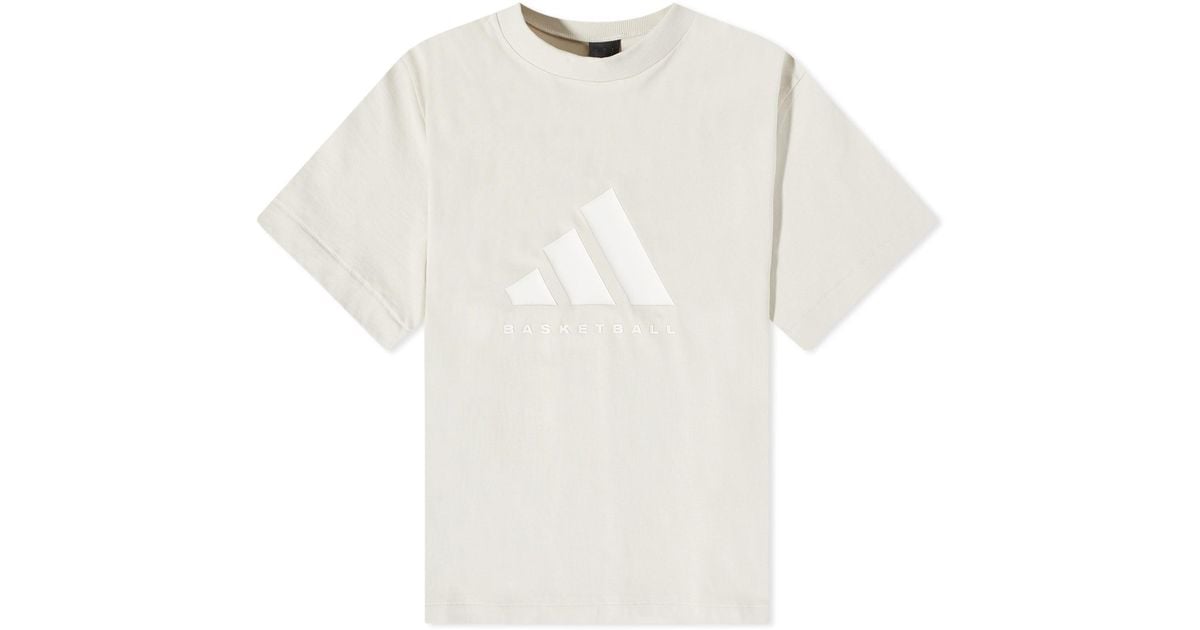 adidas Basketball Short Sleeve Logo T shirt in White for Men Lyst