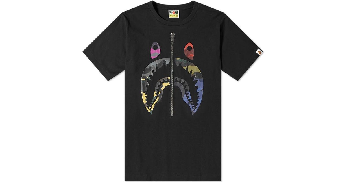 bape mix camo shark tee