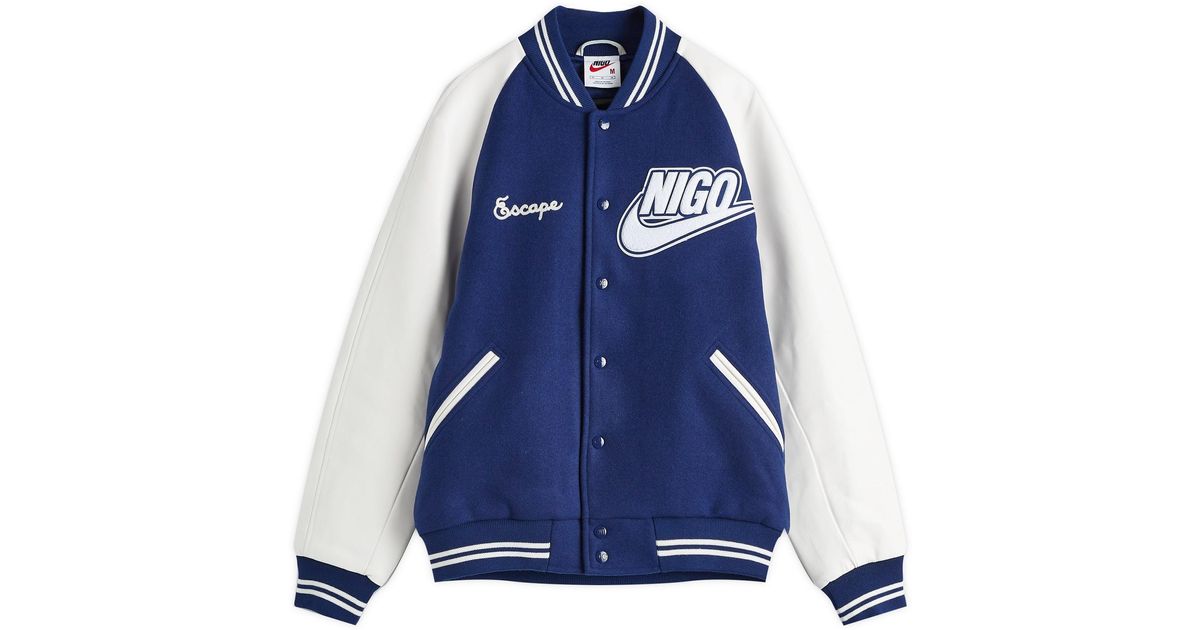 Nike X Nigo Varsity Jacket in Blue | Lyst