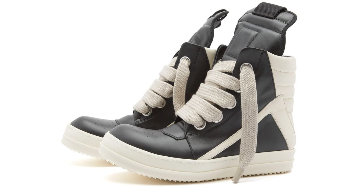 Rick Owens Wide Lace Geobasket Sneakers in Metallic for Men Rick Owens Wide Lace Geobasket Sneakers in Metallic for Men