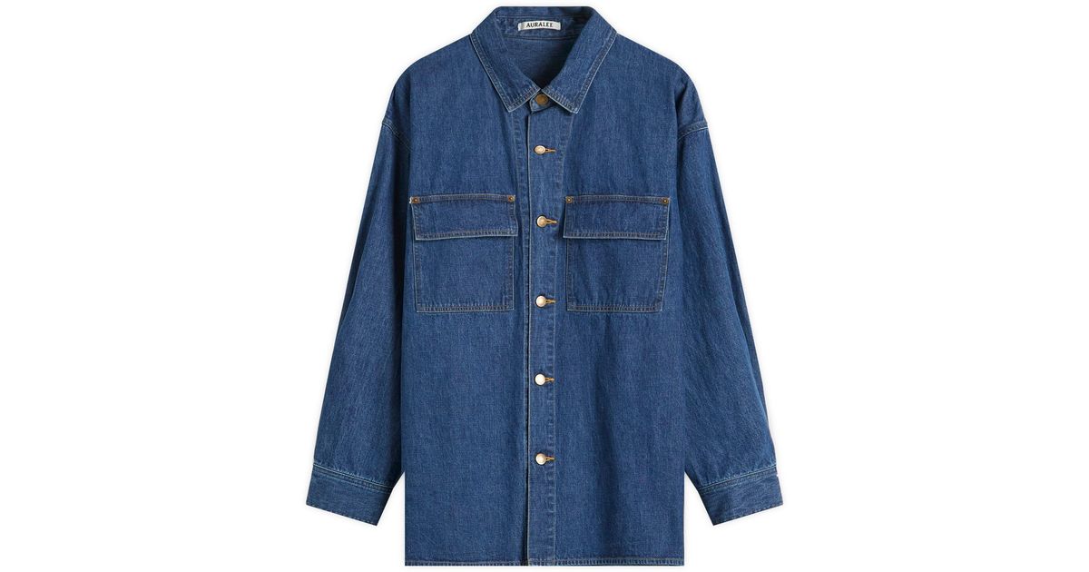 AURALEE Selvedge Light Oz Denim Shirt in Blue for Men | Lyst