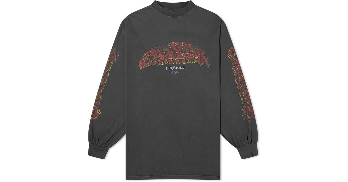 Balenciaga Offshore Vintage Longsleeve T-Shirt in Gray for
