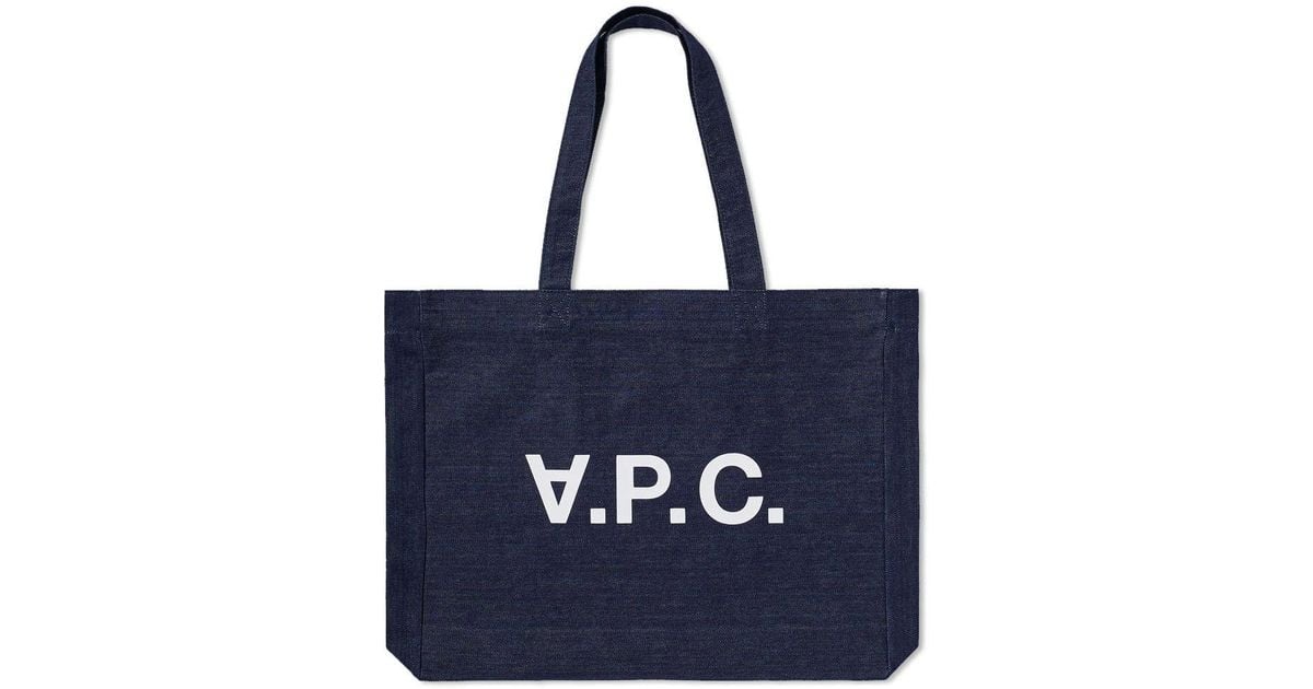 A.P.C. Logo Denim Tote Bag in Blue for Men - Lyst