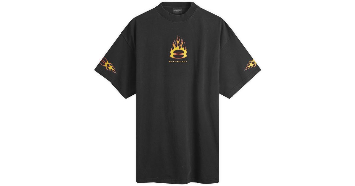 Balenciaga Flame Short Sleeve T Shirt in Black for Men | Lyst