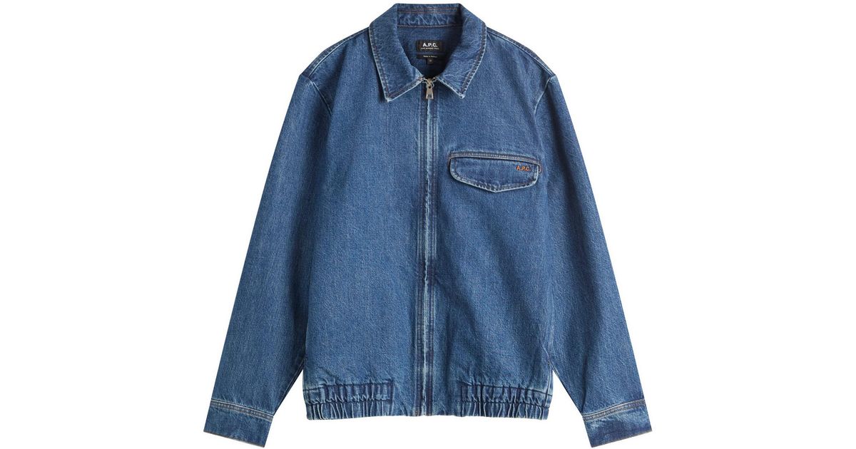A.P.C. Fabrizio Zipped Denim Jacket in Blue for Men | Lyst