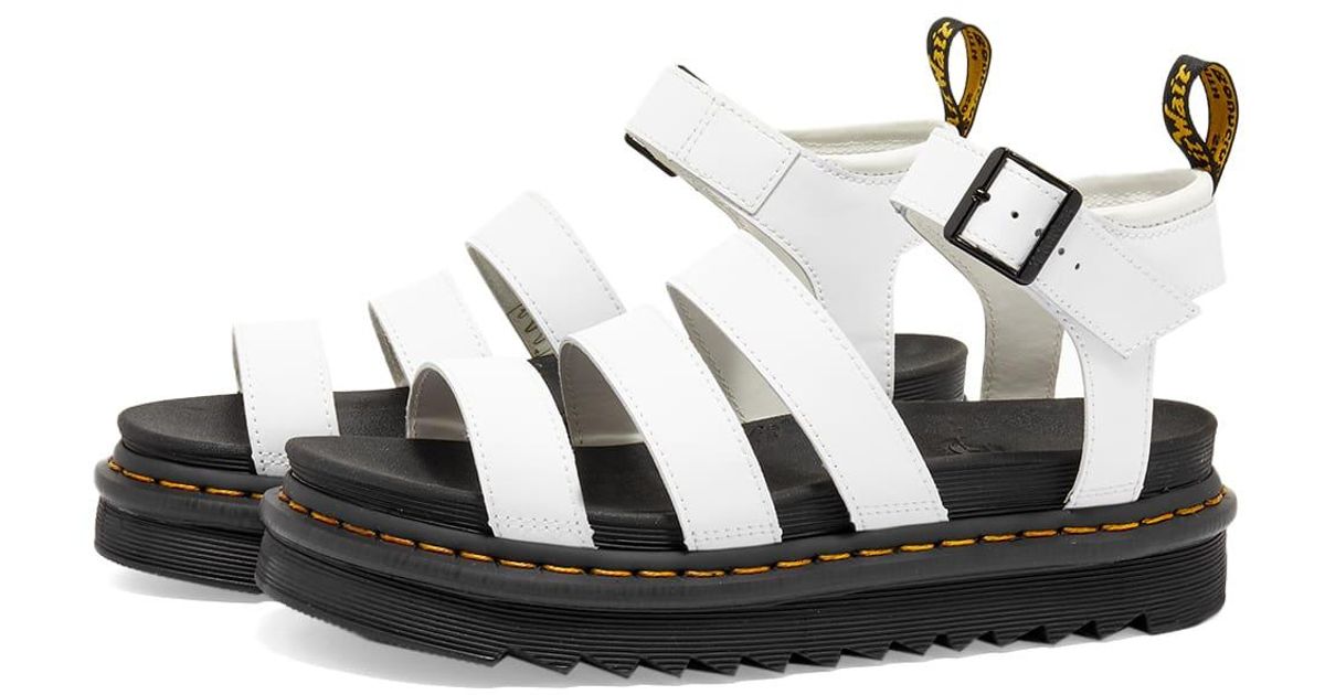 Dr. Martens Leather Blaire 3 Strap Sandal in White | Lyst UK
