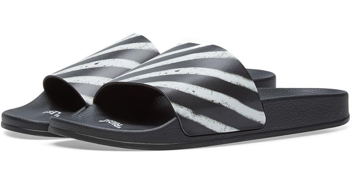 off white spray striped slide sandals