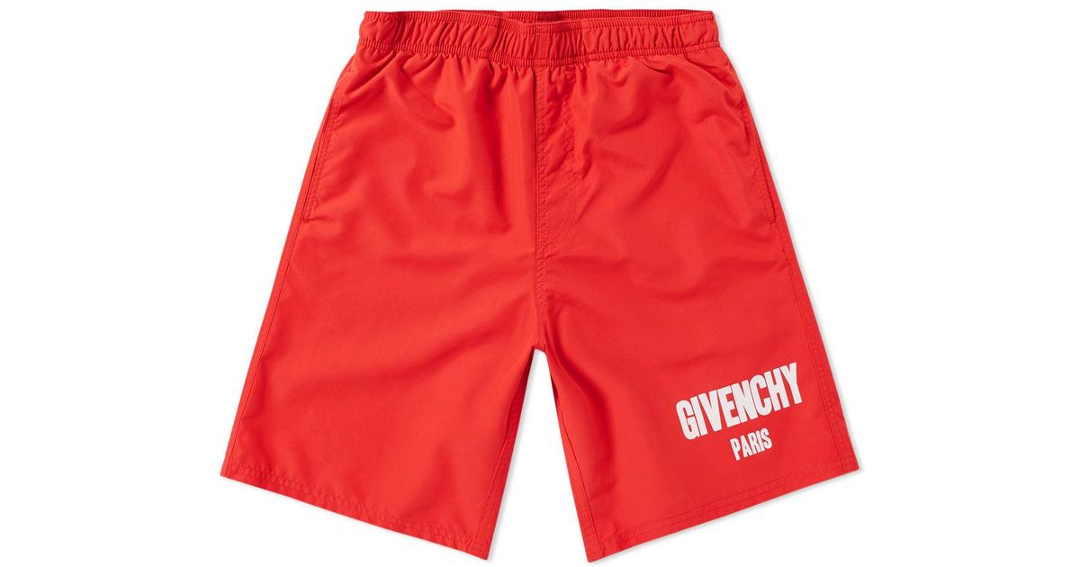 red givenchy swim shorts