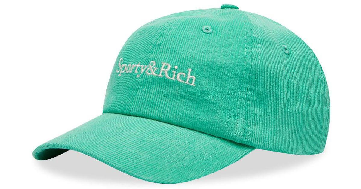 Sporty & Rich Serif Logo Cordurory Hat in Green Lyst UK