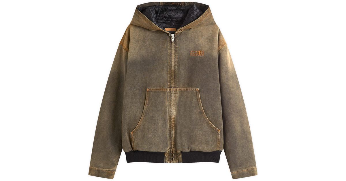 MM6 by Maison Margiela Hooded Denim Bomber Jacket in Green for Men 