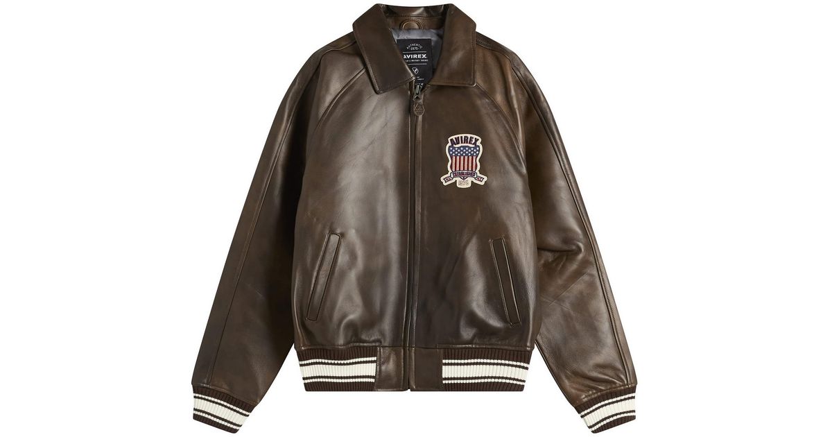 Avirex Icon Leather Jacket in Brown for Men | Lyst UK