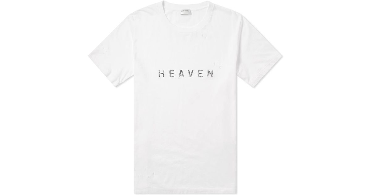 Saint Laurent Cotton Distressed Heaven Tee In White For Men Lyst