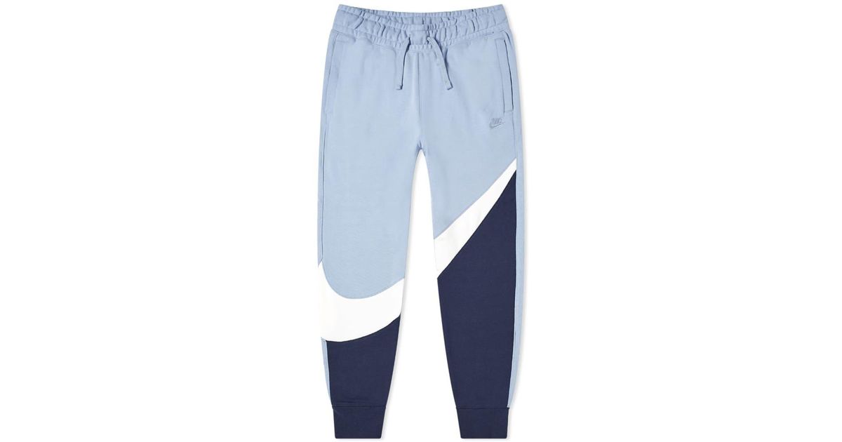 blue nike swoosh joggers