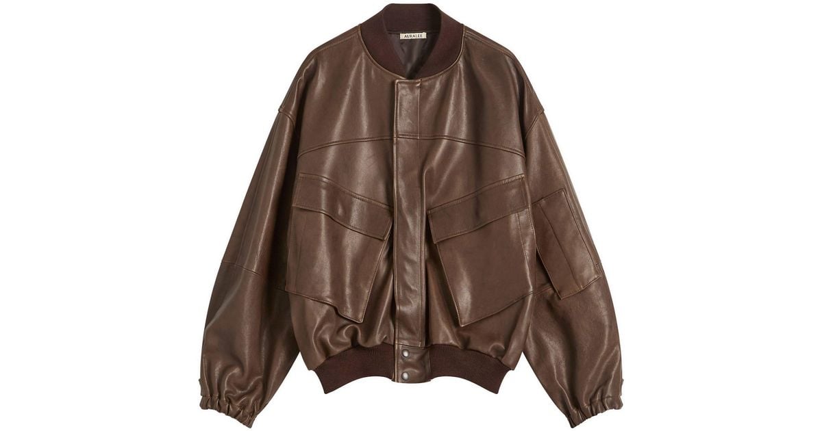 新品 AURALEE LAMB LEATHER FLIGHT BLOUSON 4 Auralee Lamb Leather Flight Blouson - Brown – Kith