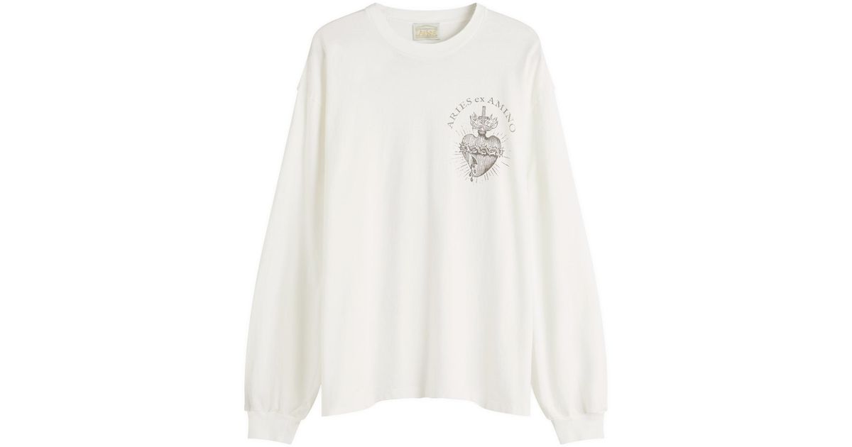 Aries Faded Ex Amino Long Sleeve T-Shirt in White for Men | Lyst