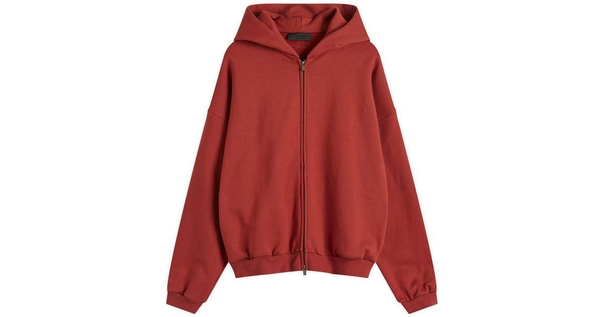 Fear Of God Heavy Fleece Fullzip Hoodie in Red for Men | Lyst