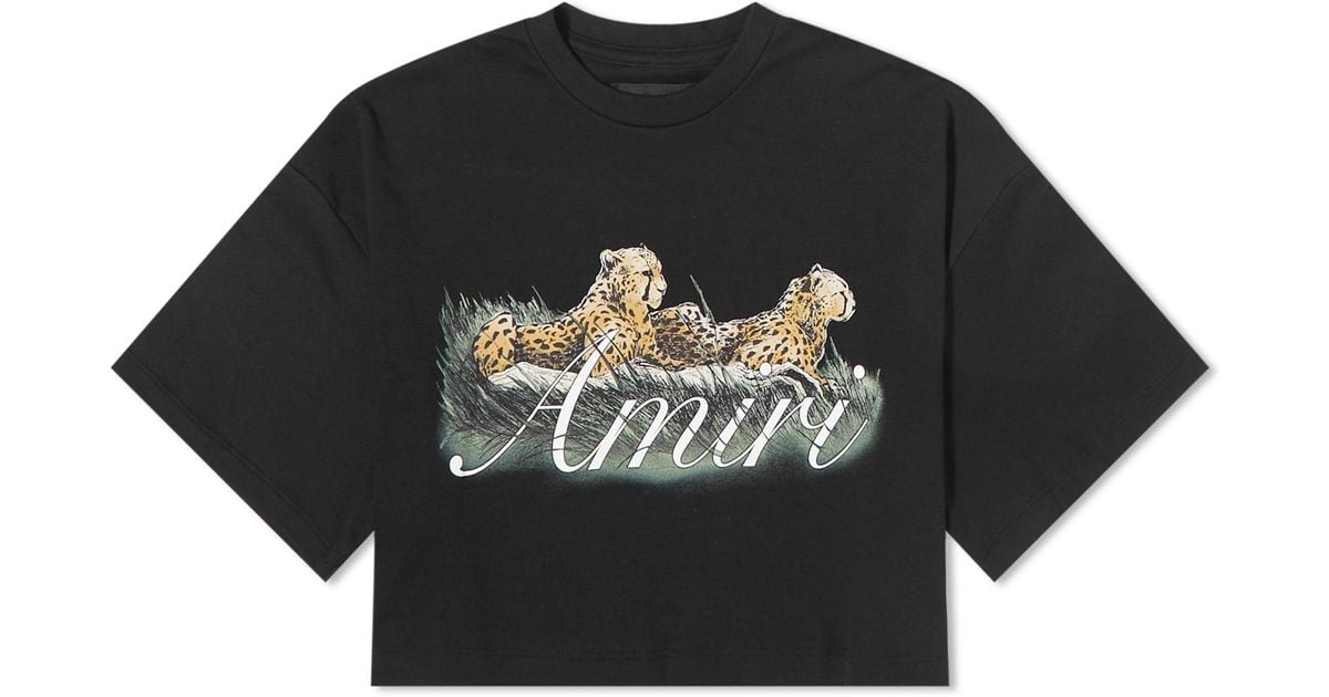 Amiri Cheetah Logo Cropped T-shirt in Black | Lyst