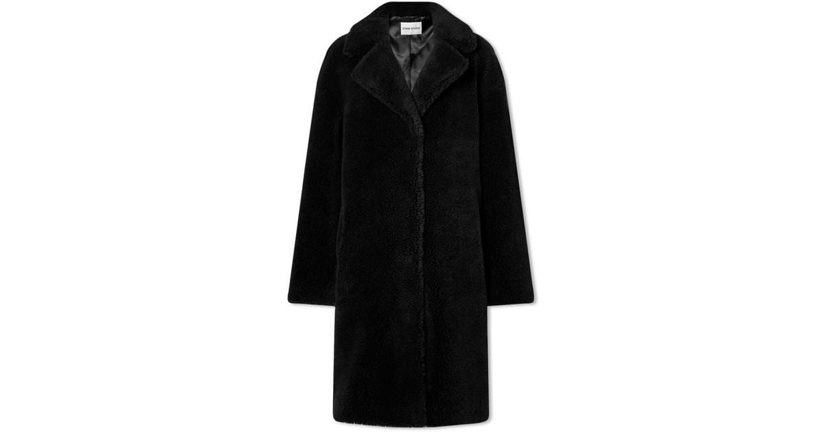 Stand Studio Faux Teddy Camille Coat in Black Lyst