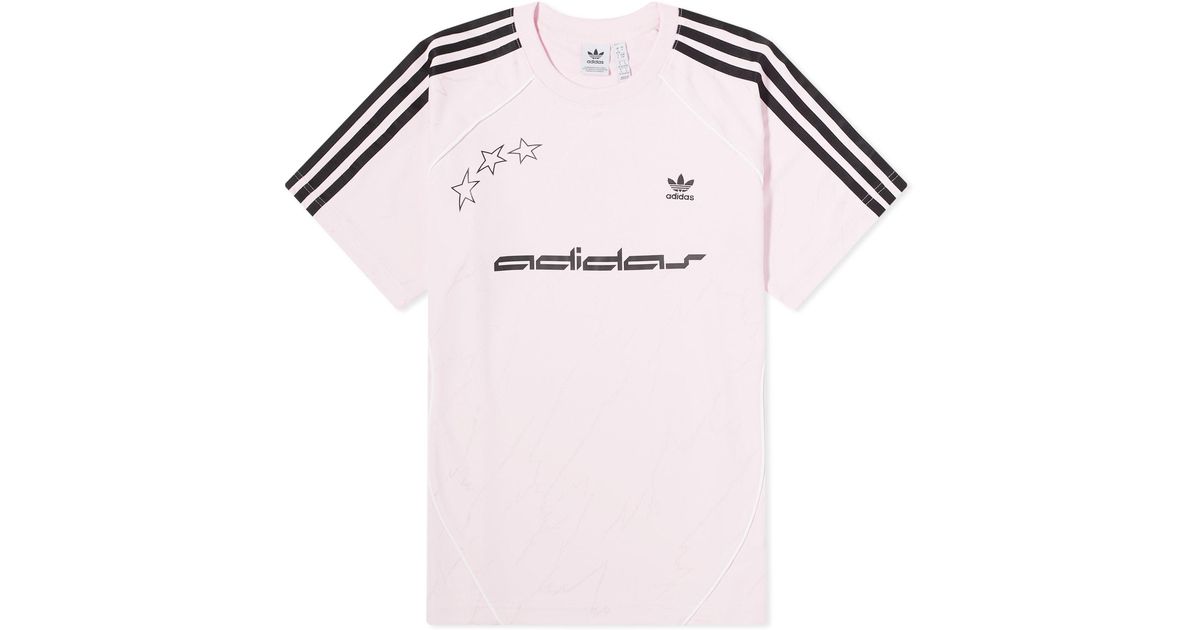 adidas Short Sleeve Football Jersey in Pink | Lyst