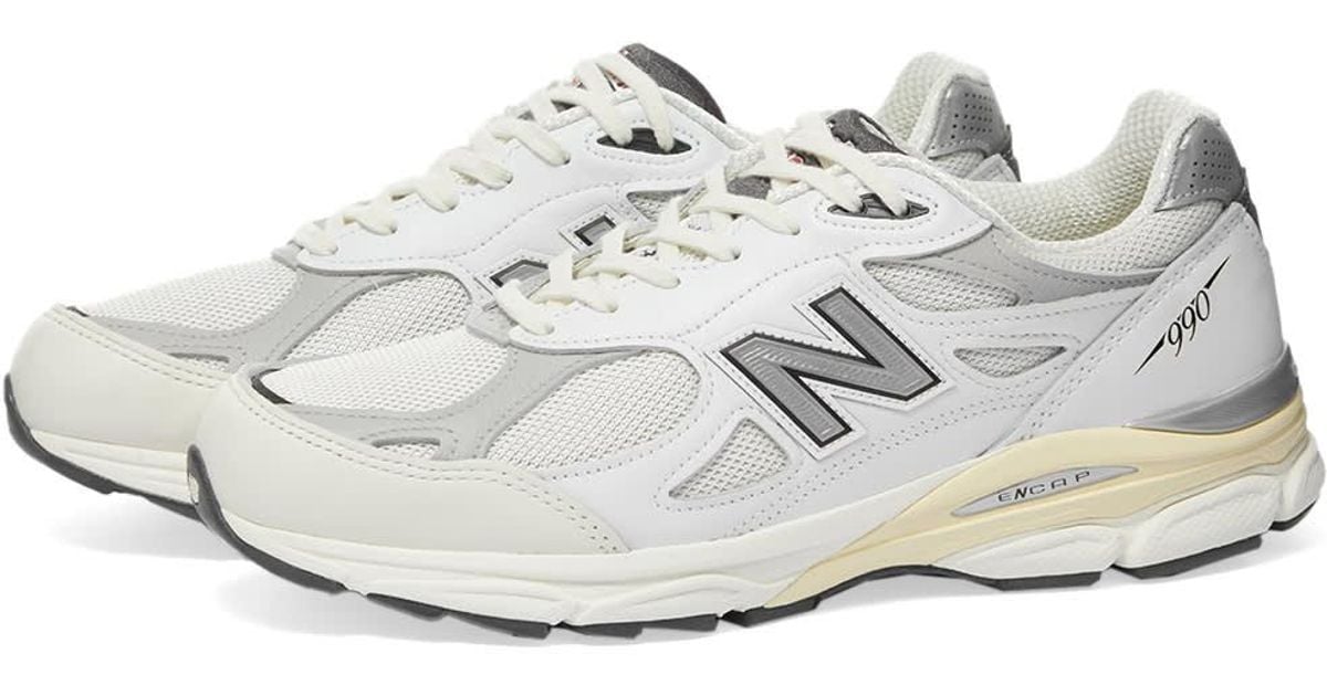 New Balance Leather M990al3 in White/Grey (White) for Men | Lyst Canada