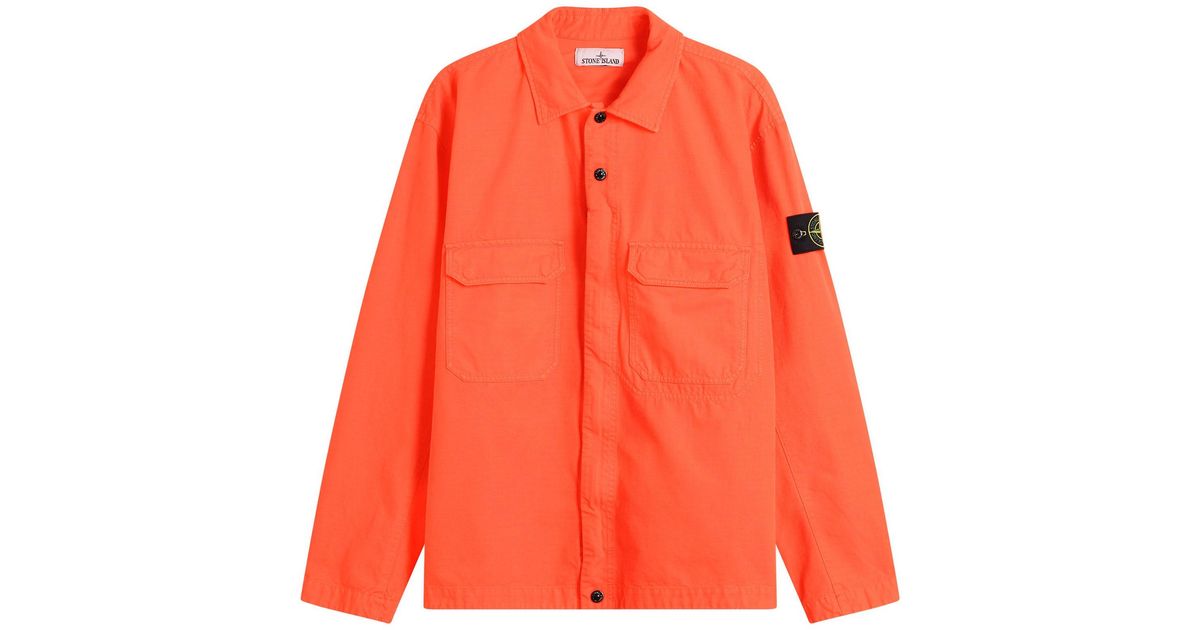 Stone Island Ripstop Zip Shirt Jacket in Orange for Men | Lyst Canada