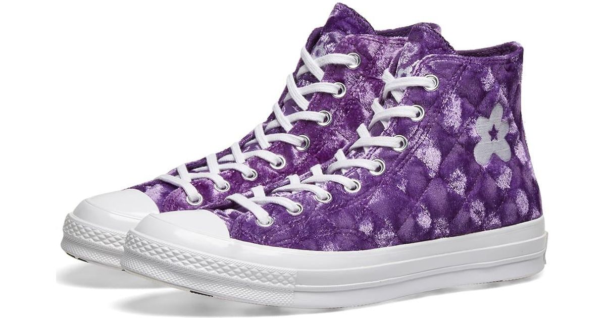 Converse Velvet X Golf Le Fleur Ct 70 Hi in Purple/White